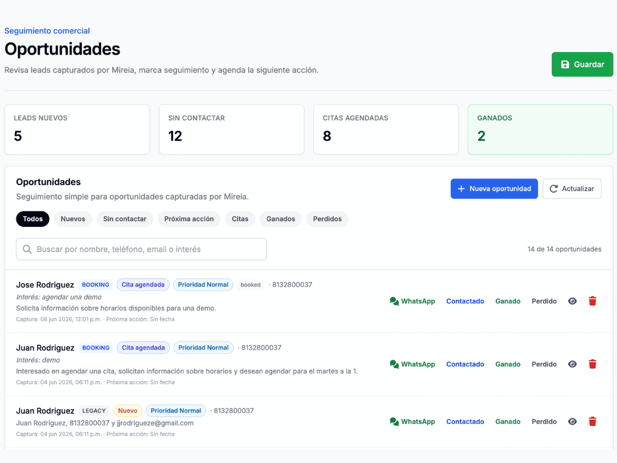 Scheduler panel with organized requests for follow-up